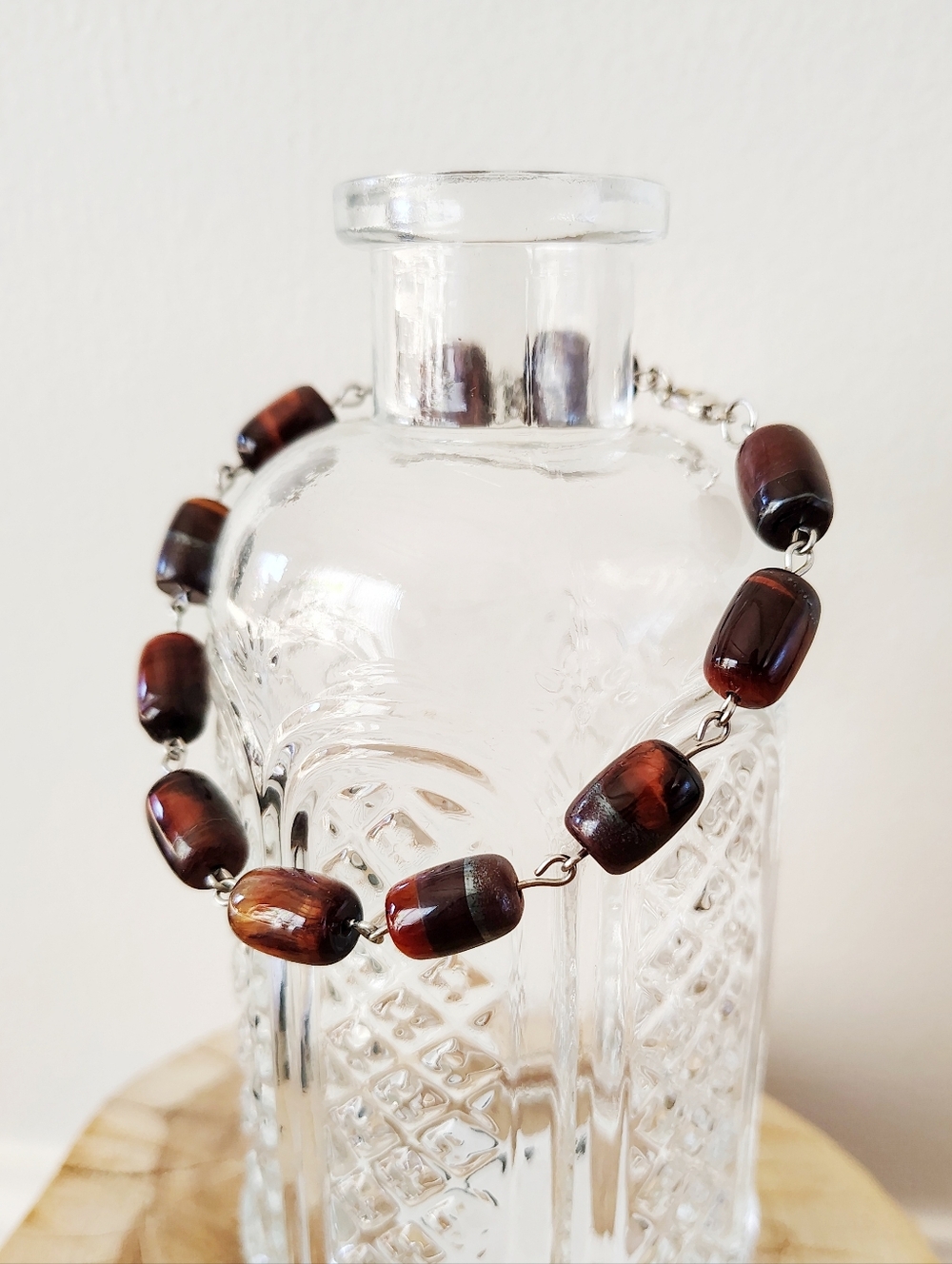 Hand Made Red Tiger's Eye Barrel Bead Bracelet